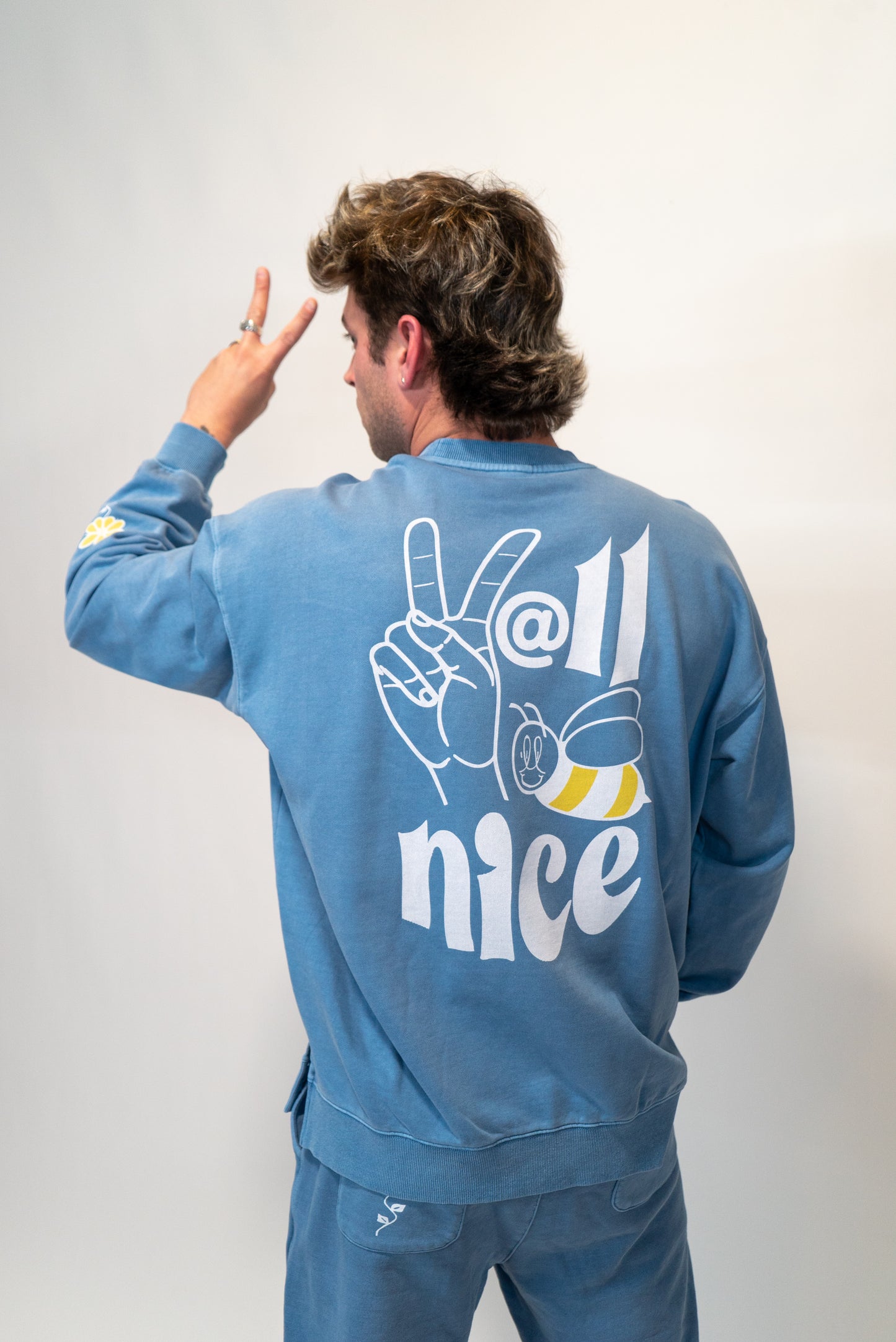 Y'all Be Nice "Deuces Crew"  .  380GSM Unisex Heavyweight Oversized Side Slit Faded Sweatshirt