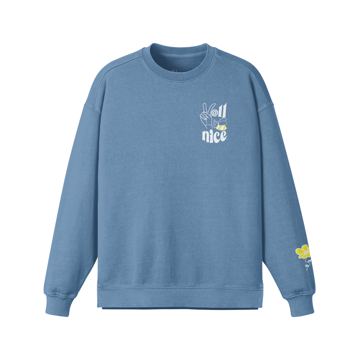 Y'all Be Nice "Deuces Crew"  .  380GSM Unisex Heavyweight Oversized Side Slit Faded Sweatshirt