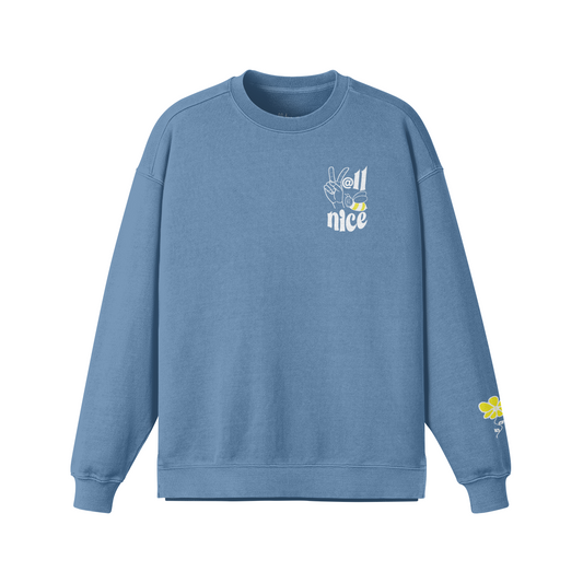 Y'all Be Nice "Deuces Crew"  .  380GSM Unisex Heavyweight Oversized Side Slit Faded Sweatshirt